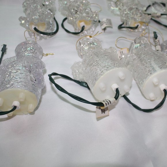 12 Vintage Acrylic One Light Ornaments Pig Tail Light up Tree Ornaments - Picture 9 of 11